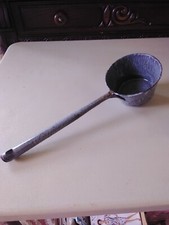 Vintage Graniteware Ladle Dipper Grey 14" Long Overall