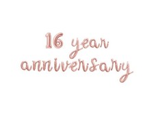 16 YEAR ANNIVERSARY Cursive Letter Balloon Banner - 16th Anniv Party Decorations