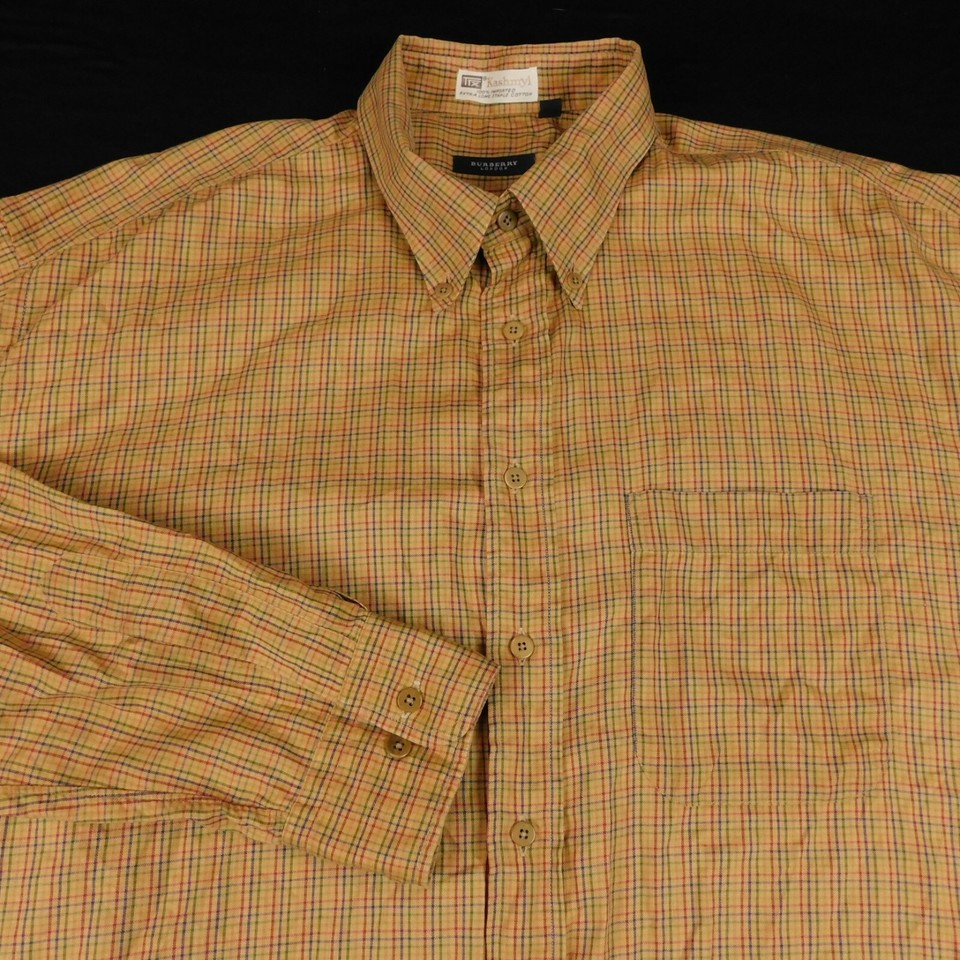 Burberry London Mens Plaid Long Sleeve Shirt Kashmyl Sz XL | eBay