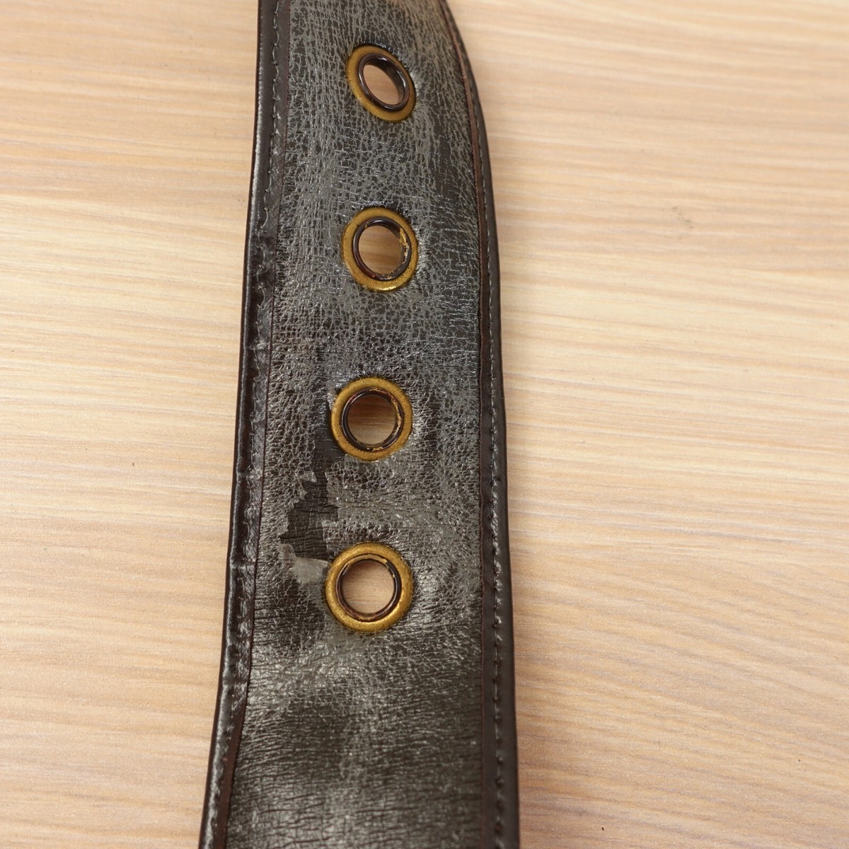 DIOR Belt XS 26 Leather Logo Canvas Brown Gold Buckle Chunky  display picture 3