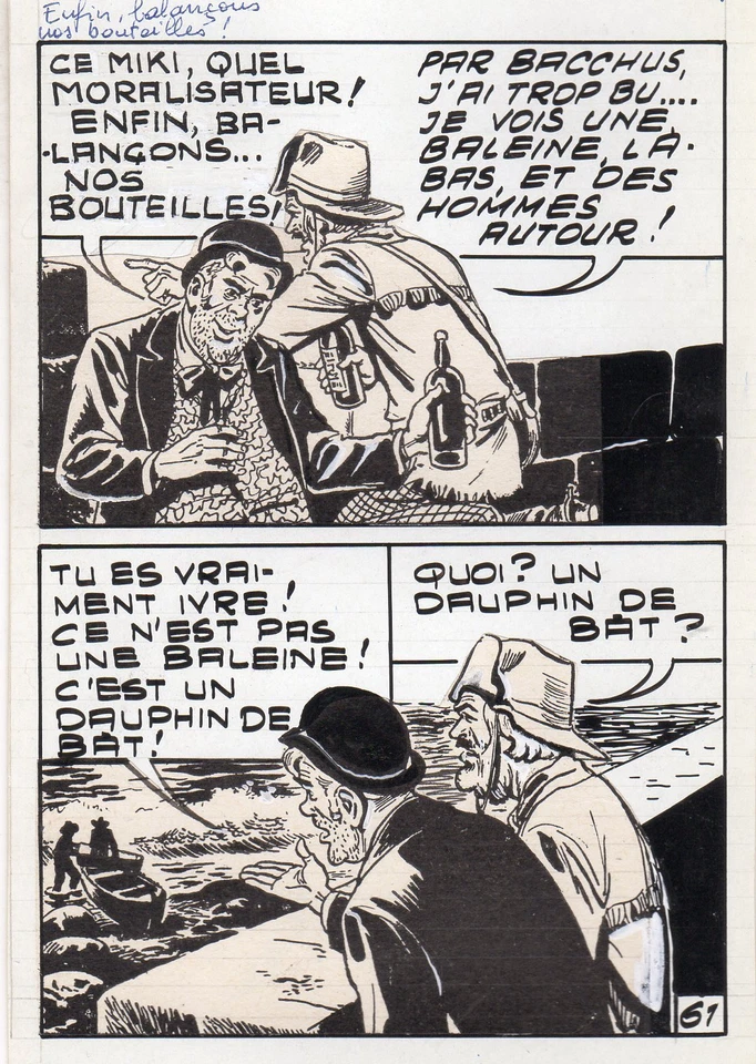 MIKI LE RANGER LES PIRATES PLANCHE  MONTAGE NEVADA LUG 1961 PIECE UNIQUE PAGE 61 - Photo 1/1
