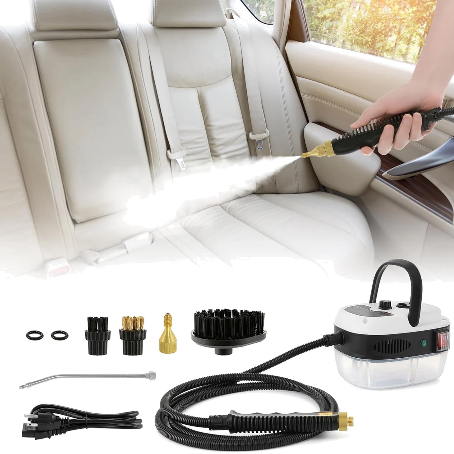 2500W Car Steamer for Auto Detailing, High Pressure Handheld Steam Cleaner wi...