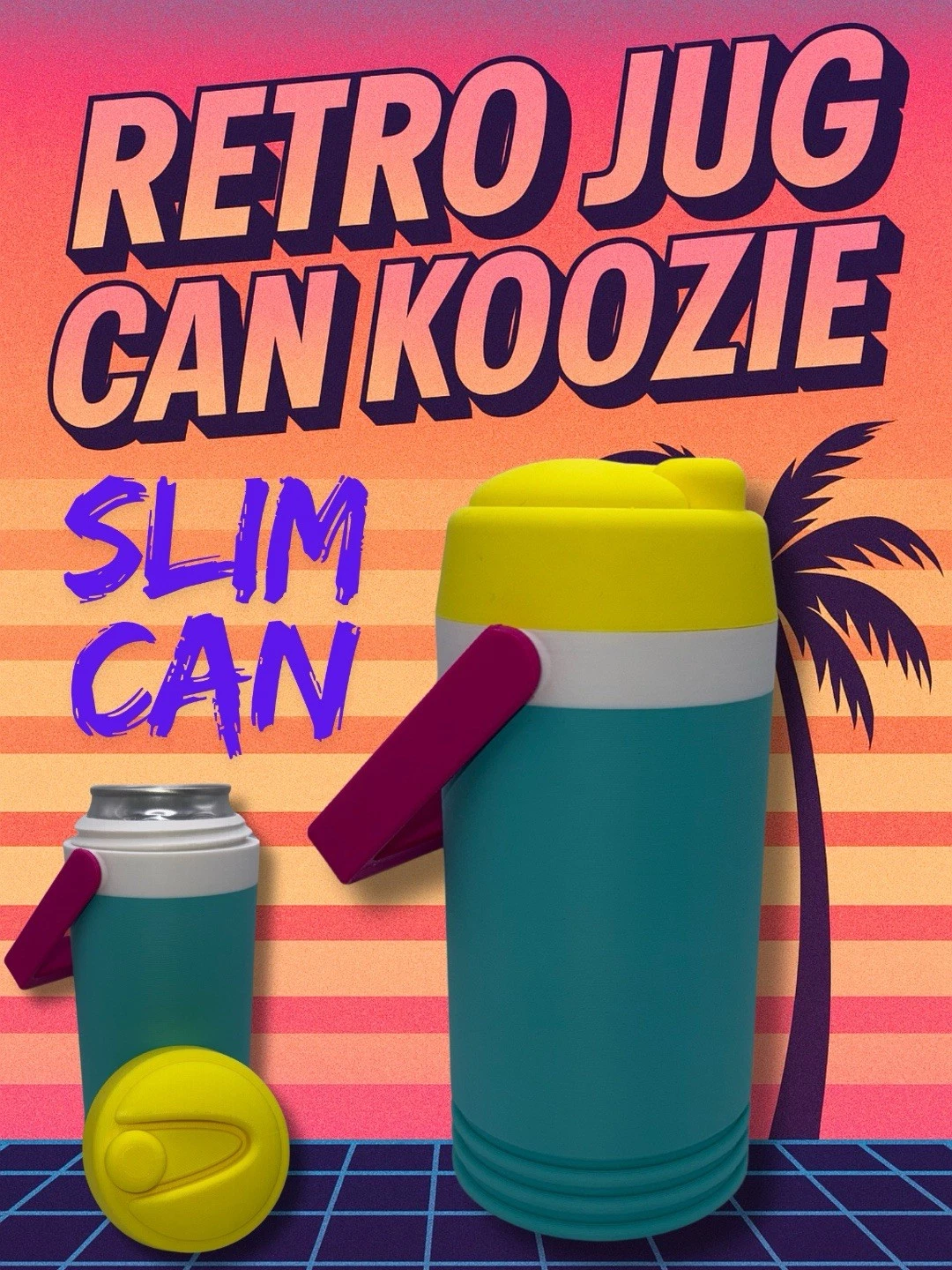 RETRO JUG Can Koozie, SLIM CAN Drink Cooler, Holder, Insulator. Made In The USA!