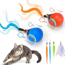 Interactive Cat Toy Ball 2 Pack Automatic Rechargeable with 3 Tails
