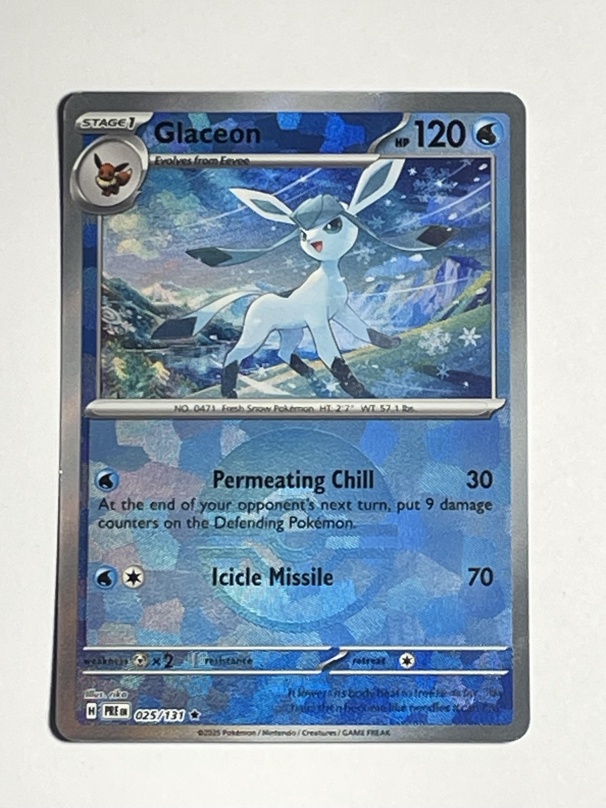 SV: Prismatic Evolutions Glaceon (Poke Ball Pattern) #025/131 Holo Pokemon Card
