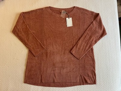 Barefoot Dreams CozyChic UltraLite Dockside Pointelle Pullover Amberglow Size 1X