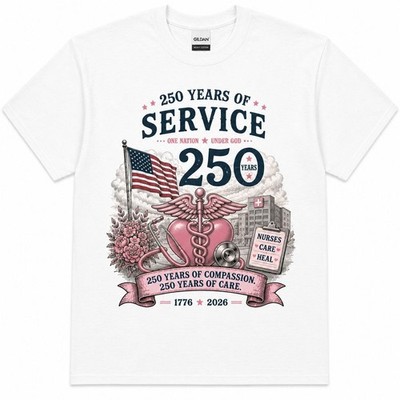Nurse 250 Years of Service USA Patriotic Graphic T-Shirt