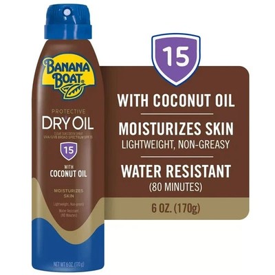 3 PACK Banana Boat UltraMist Tanning Dry Oil Continuous Clear Spray SPF 15 - 6oz