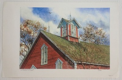 BUILDING w/ CUPPOLA L/E 10/35 ART PRINT SIGNED by DECEASED ARTIST ROBERT ERNST