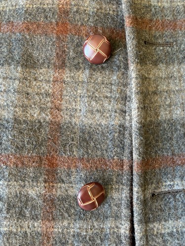 Vintage Pendleton High Grade Western Wear Plaid Wool Coat Jacket USA Leather Btn - Picture 5 of 19