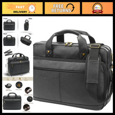 Leather Laptop Briefcase for Men - 16 Inch Stylish Work Bag, Business Travel