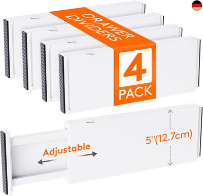 Lifewit 4 Set Schubladentrenner, Verstellbar Schubladen Trenner für Innenlänge 3