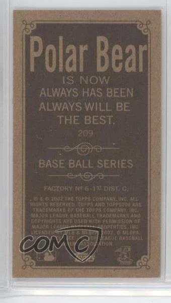 2002 Topps 206 Mini Black Polar Bear Back Rafael Palmeiro #209 - Image 2 of 2