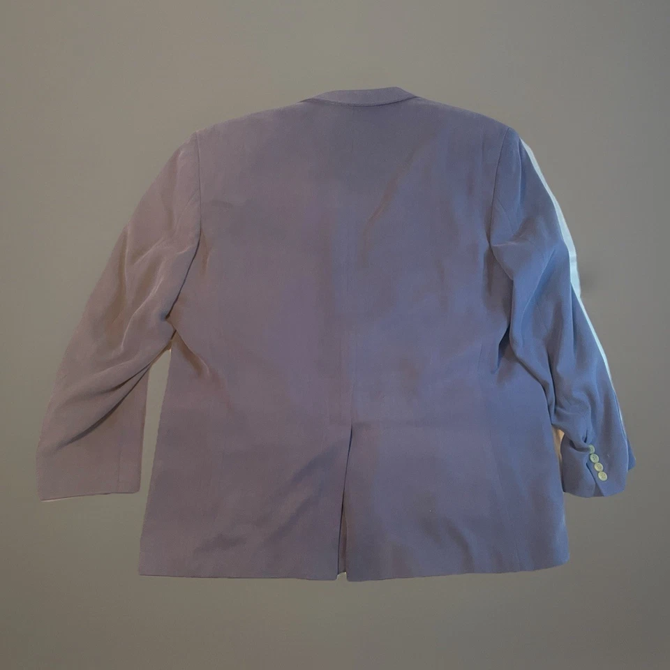 Stafford Executive Men’s 48R Pure Washed Silk Blazer Slate Blue Herringbone - Image 3 of 4