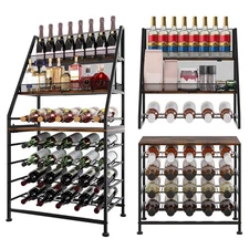 Wine Rack Freestanding Floor, 2-in-1 Modular Split 7-Tier 40 Bottles Wine Hol...