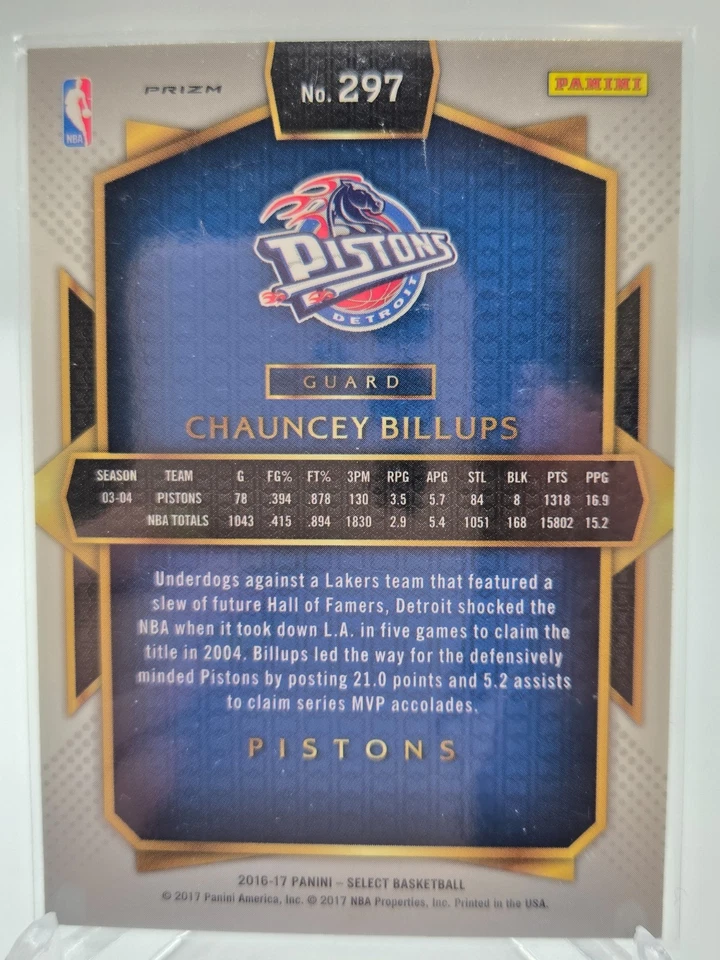 2016-17 Select Chauncey Billups Silver Prizm Courtside Finals MVP #297 Pistons - Image 2 of 2