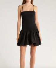 NEW, Alice + Olivia Arden Smocked Drop Waist Bubble Hem Minidress Sz 6 #MD1339