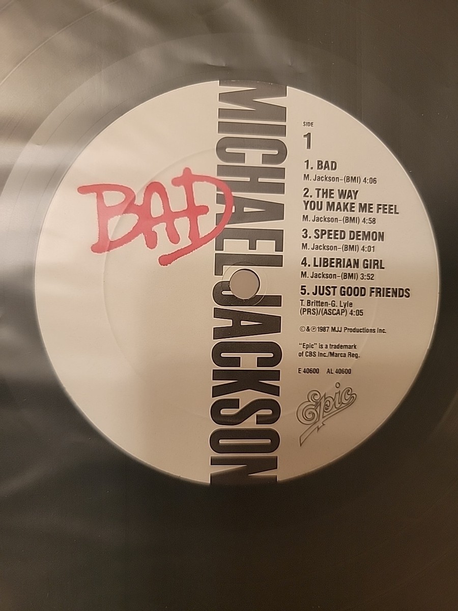 Michael Jackson BAD Original 1987 US 1st Press Vinyl LP w/Rare Bad