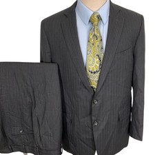 Brooks Brothers Saxxon 1818 Regent Suit Mens 42R 37W 29L Gray Blue Pinstripe