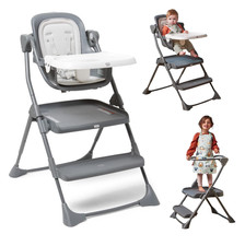 2-in-1 Foldable Toddler Tower  High Chair, Adjustable Step Stool with Non-Slip