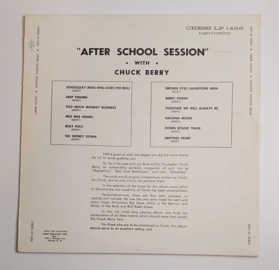 Chuck Berry - After School Session (Vinyl Mono LP, 1958) Black Chess Label - VG Foto 2 de 4