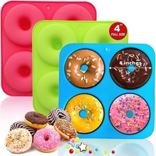 Walfos Full Size Silicone Donut Mold - 4 Inch Big Size Silicone Doughnut Pan ...