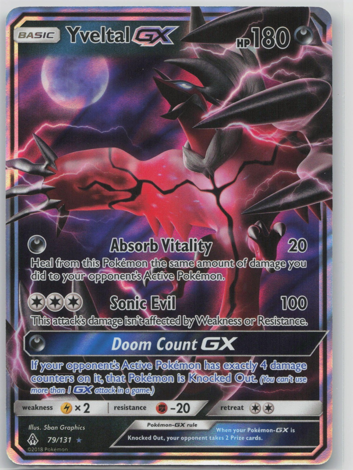 Yveltal GX Holo Ultra Rare SM Forbidden Light 79/131 NM