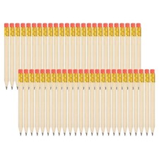50 Pcs Golf Pencils with Erasers, 4" HB Mini Half Pencils Wood Color