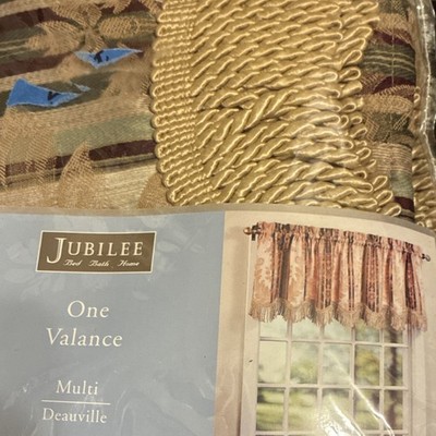 Jubilee Deauville Valance 58x16 Jacquard Floral Rod Pocket Light Filtering