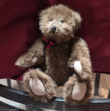 The Boyds Collection Brown Beige Plush Teddy Bear w/ Bow Black Eyes 1990