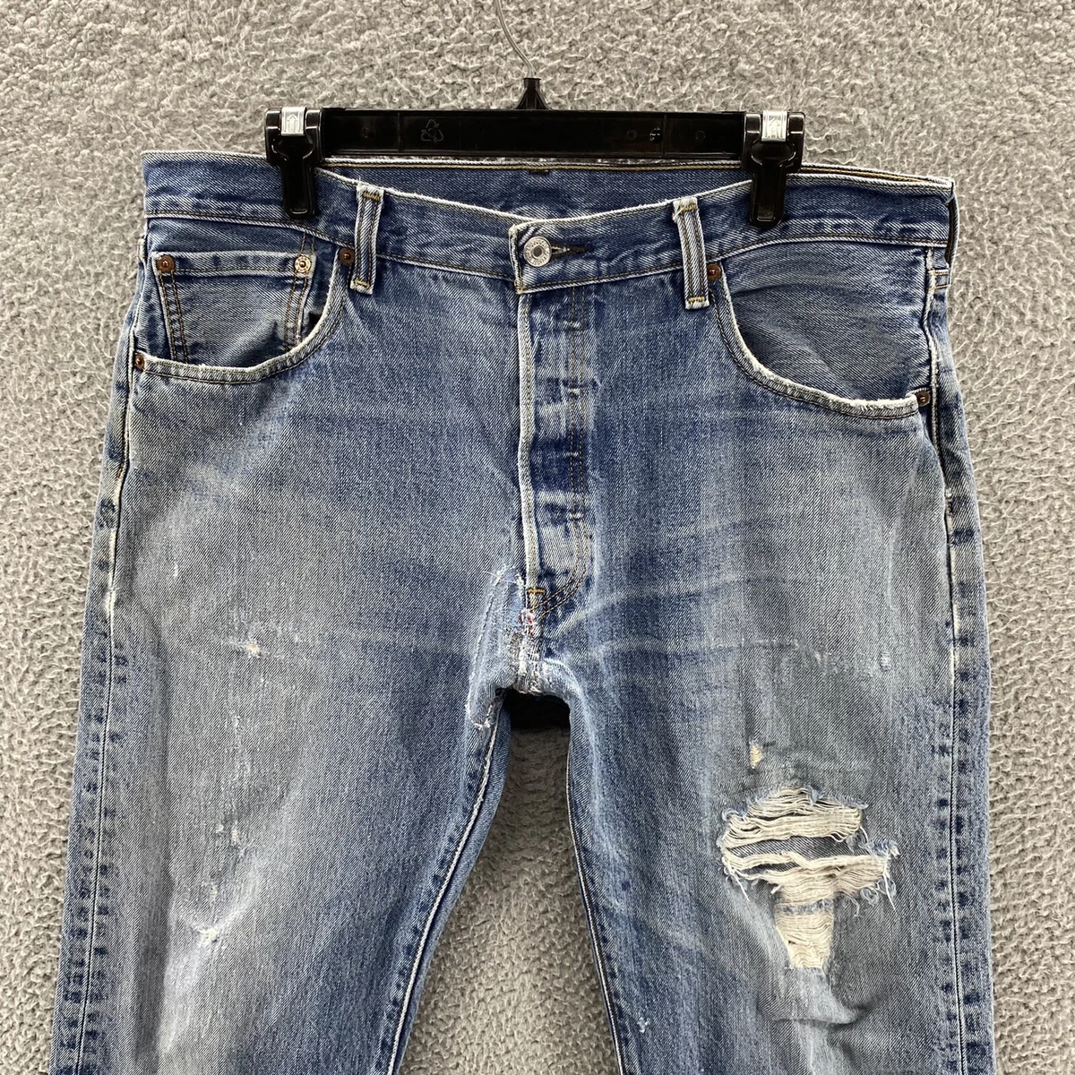 Levis 501 Jeans Mens 36x32 Thrashed Distressed Skater Y2K 90s