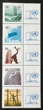 United Nations 2009 New York Greetings #982-986 Personalized Strip w/Labels MNH