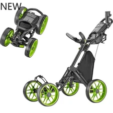 CaddyTek 4Wheel Golf Push Cart-Caddycruiser One Version8 1-Click Folding Trolley