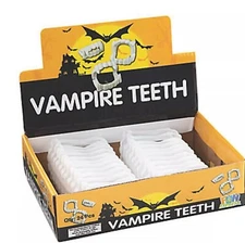 24 Halloween Fangs Vampire Teeth White Party Favors Treasure Box Each Wrapped
