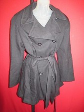 ~halston Lifestyle Black Label Wool Belted Military Trench Coat Sz 12~