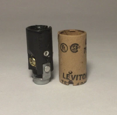 Leviton KEYLESS CANDLE CANDELABRA BASE SOCKET w/ 1/8" HICKEY & INSULATOR #SO230