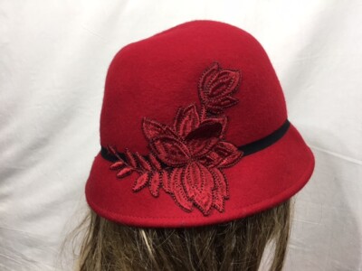 NWT Nine West Felt Red Cloche with Flower Red Wool Felt Cloche Hat: Vintage 1920s Style, Silk Rose - Etsy main image 3