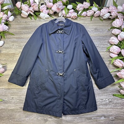 Utex Rain Coat Windbreaker Jacket Size Medium Navy Blue Womens Lined Platinum