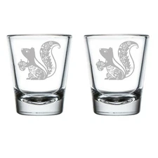 Set of 2 Shot Glasses Glass Fancy Squirrel