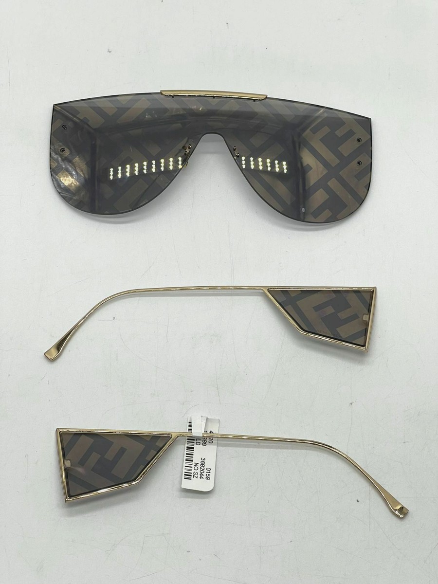 $565 Authentic Fendi FFM0093/S J5G0A Women's Gold Shield