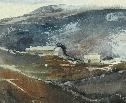 Gwilym John Blockley - Original Aquarell Gemälde - Mountain Farm, N. Wales.