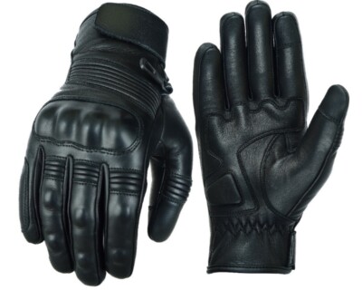 A&H Apparel Mens Motorcycle Top-Grain Cowhide Protective Leather Gloves