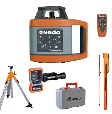 Nedo Rotationslaser SIRIUS 1 HV LK 2 Set mit Kurbelstativ 2,03m und Flexilatte