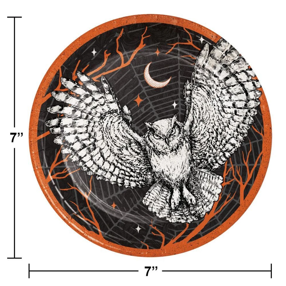 Spooky Symbols Owl 8 Ct Dessert Cake 7" Plates - Image 2 of 2