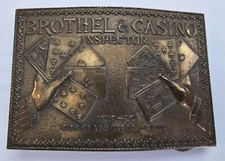 Vtg Brass Buckle Brothel & Casino Inspector 1919-20 Montauk Silver Co England