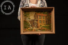 Vintage Paint By Number Old Mill Scene