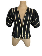 Terry & Toni Hand Painted Black Short Sleeve Vintage Jacket Size S Missing Label