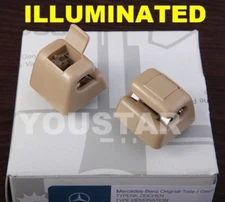 Sun Visor Clip Cream Beige 2xS for Mercedes Benz W123 W124 W126 W201 190E New