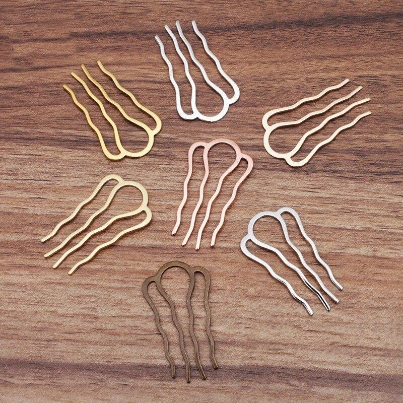 10 piezas peine de pelo de metal de latón hágalo usted mismo hecho a mano pinza de pelo componente accesorios de joyería Foto 4 de 4