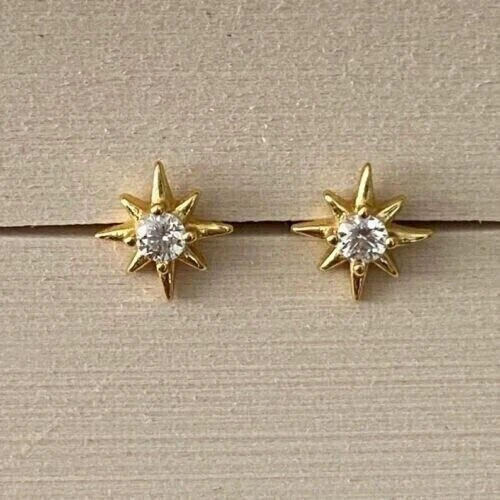 0.50Ct Round Cut Natural Diamond Women's Star Stud Earrings in 14K Yellow Gold - Image 4 of 4